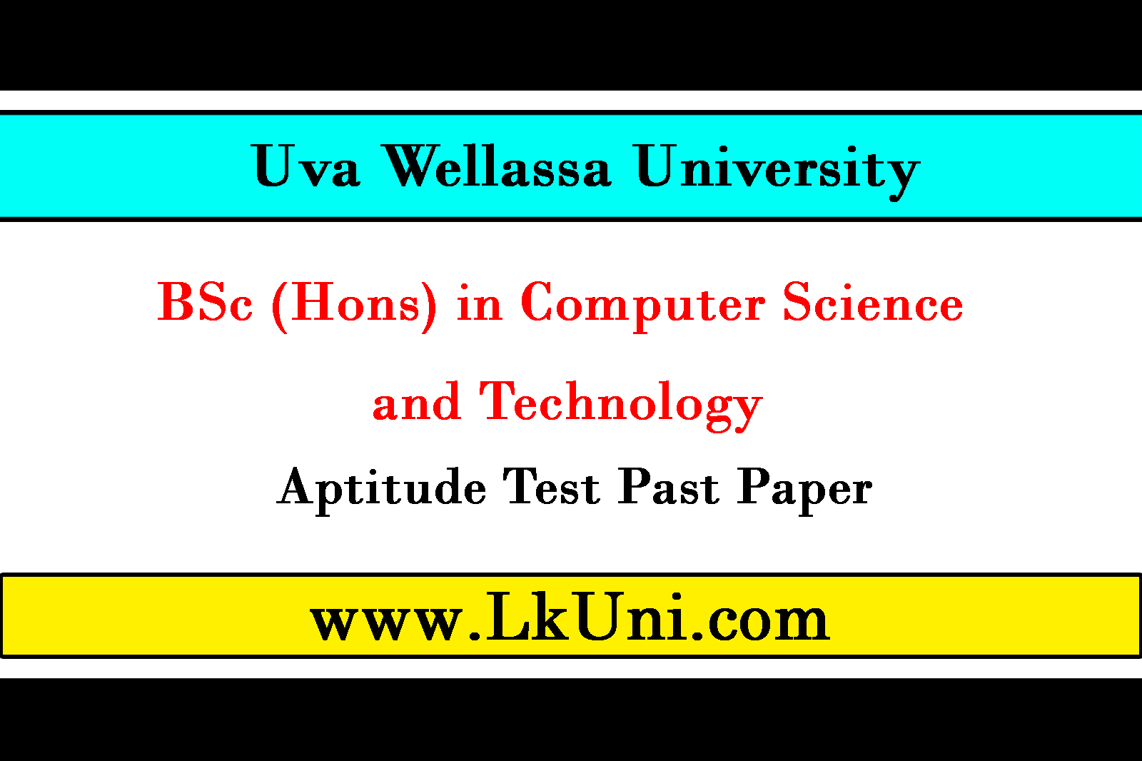 BSc Hons In Computer Science And Technology Aptitude Test Past Papers Uva Wellassa University